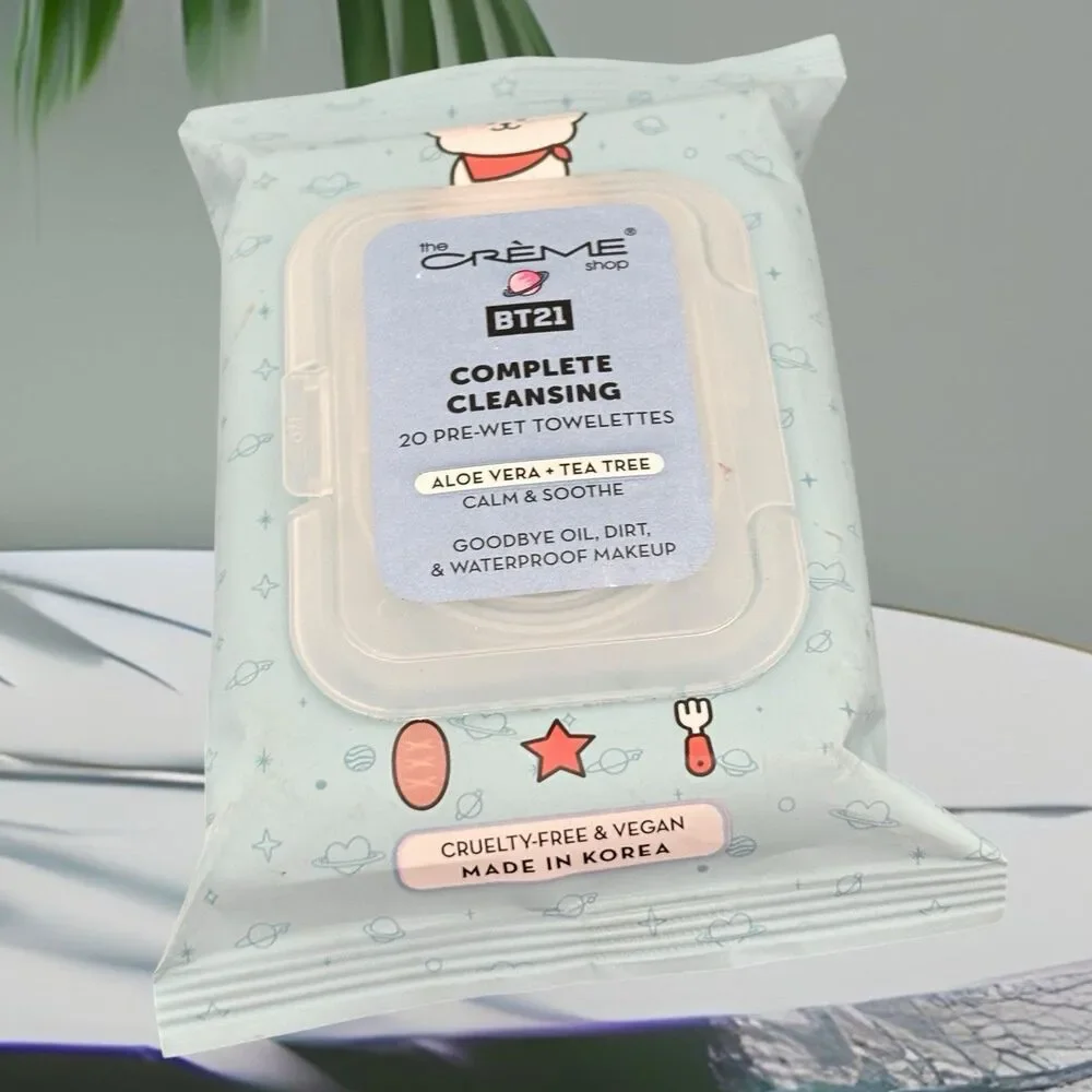 The Crème Shop BT21 RJ Pre-wet towelettes - Aloe Vera & Tea Tree (20) 2 pack